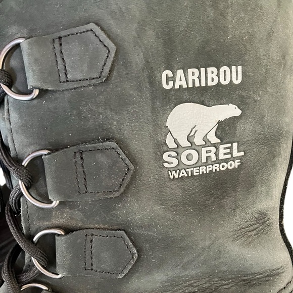 Sorel HD Nubuck Waterproof Caribou Boots Black and Tusk Mens 9 - Picture 11 of 13